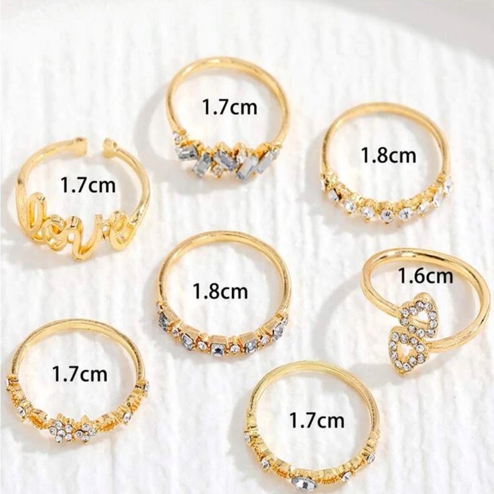 7pcs Rhinestone Decor Ring - Picture 4 of 4